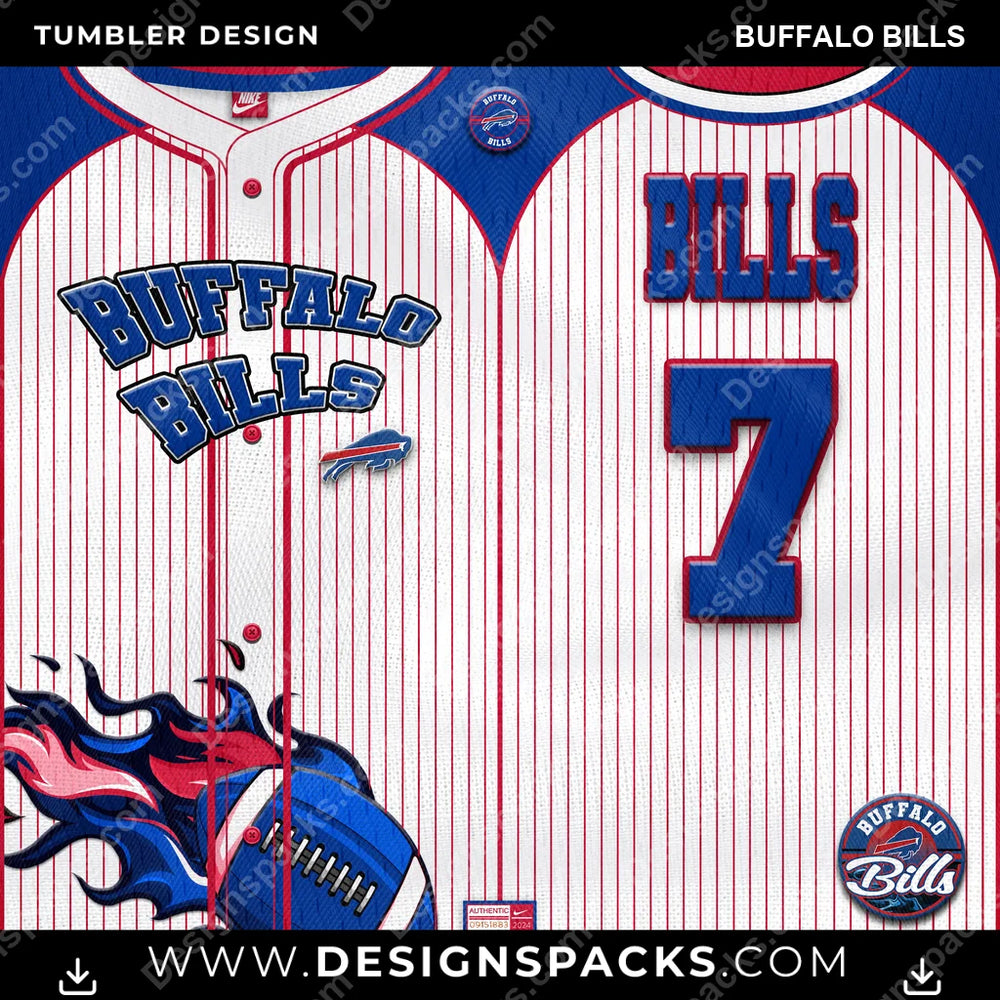 Football Team Button-Up Jersey Buffalo Bills NFL Football Tumbler Digital Wrap Design Download