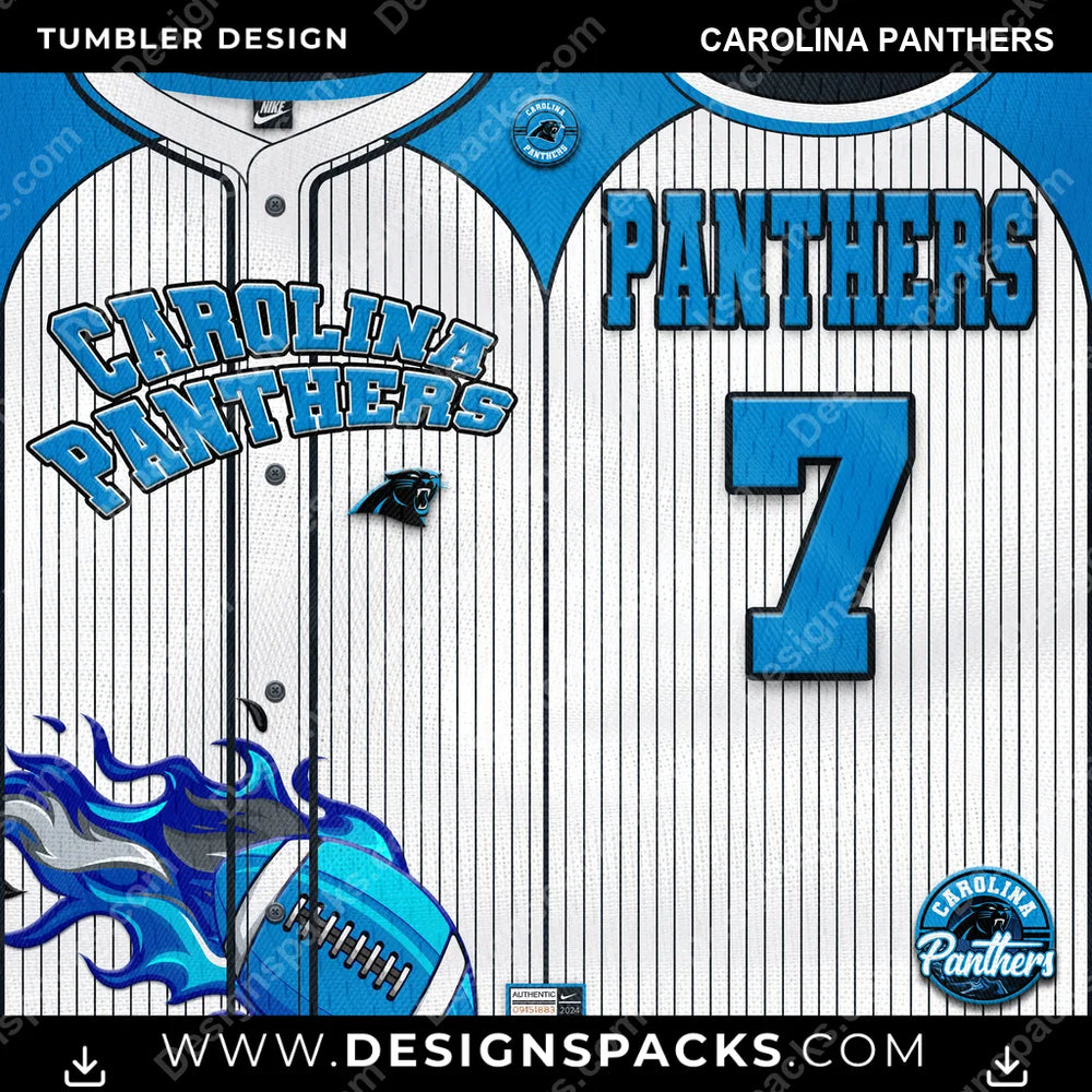 Football Team Button-Up Jersey Carolina Panthers NFL Football Tumbler Digital Wrap Design Download