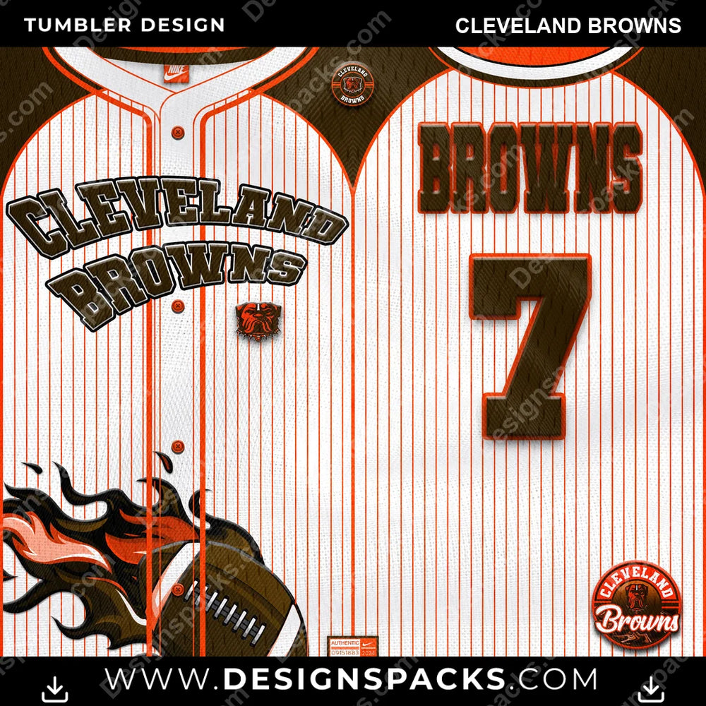Football Team Button-Up Jersey Cleveland Browns NFL Football Tumbler Digital Wrap Design Download