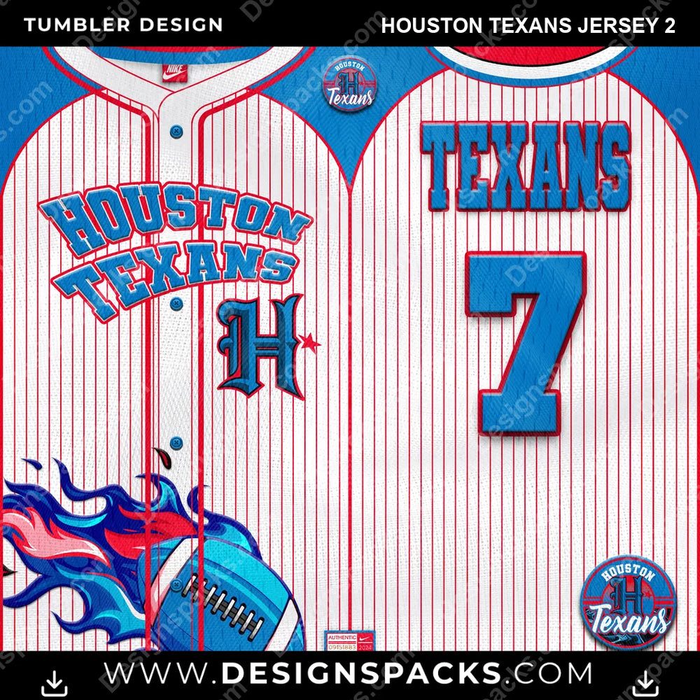 Football Team Button-Up Jersey Houston Texans Jersey 2 NFL Football Tumbler Digital Wrap Design Download