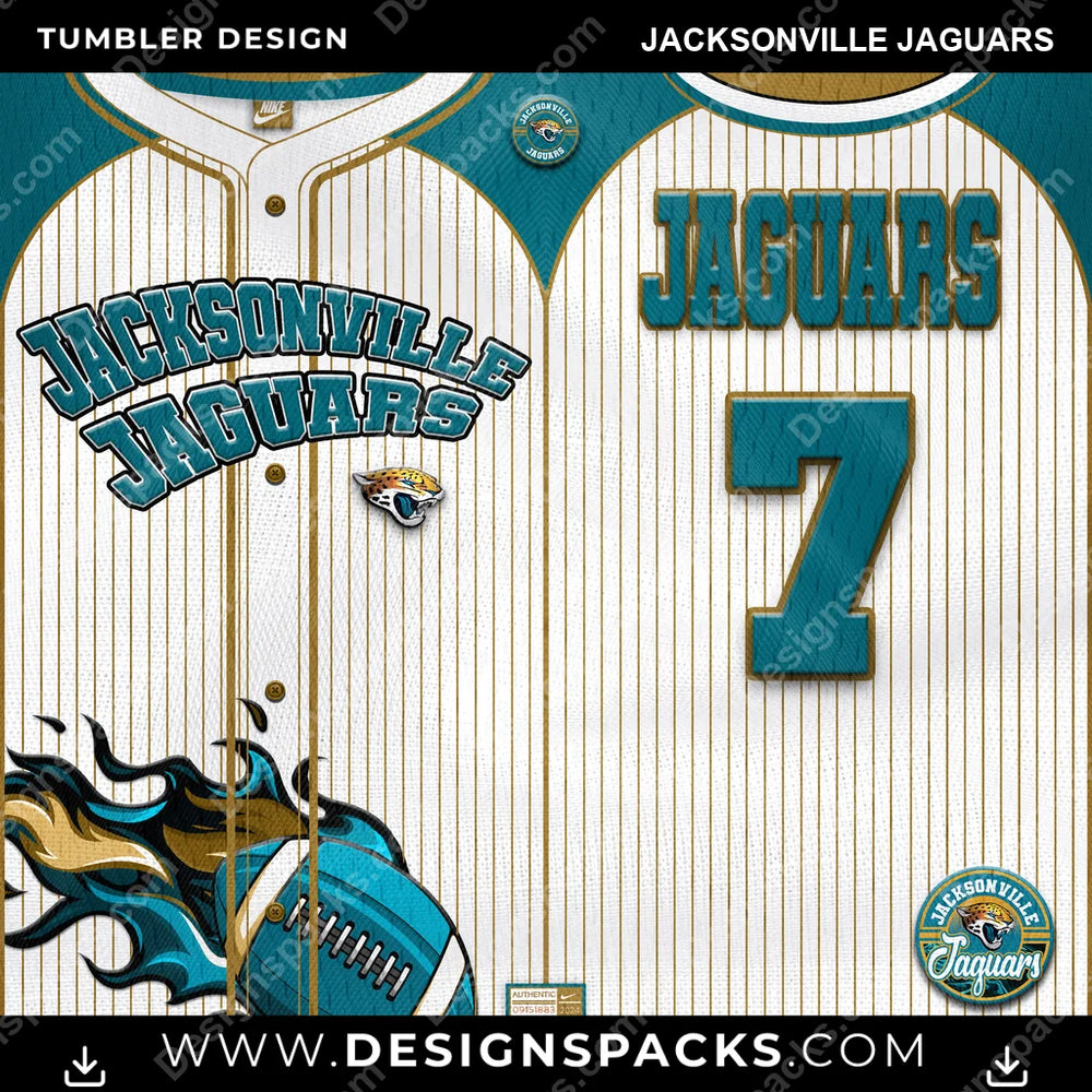 Football Team Button-Up Jersey Jacksonville Jaguars NFL Football Tumbler Digital Wrap Design Download