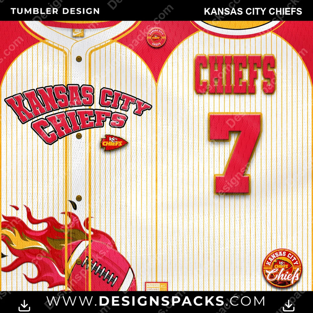 Football Team Button-Up Jersey Kansas City Chiefs NFL Football Tumbler Digital Wrap Design Download