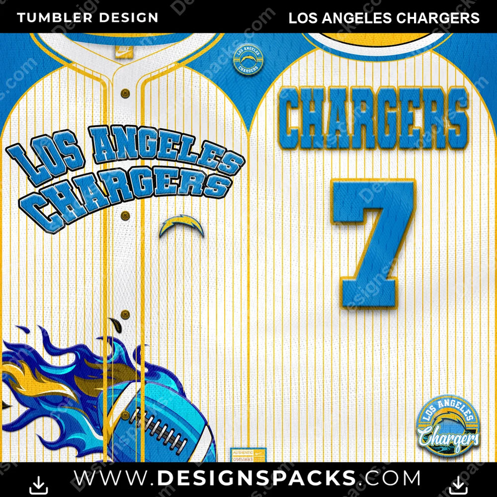 Football Team Button-Up Jersey Los Angeles Chargers NFL Football Tumbler Digital Wrap Design Download