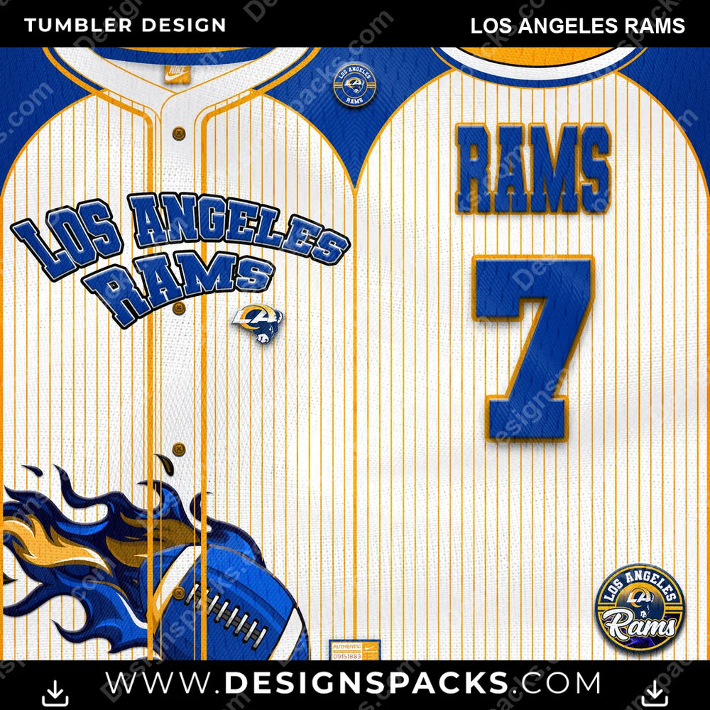 Football Team Button-Up Jersey Los Angeles Rams NFL Football Tumbler Digital Wrap Design Download