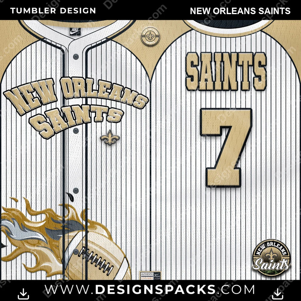 Football Team Button-Up Jersey New Orleans Saints NFL Football Tumbler Digital Wrap Design Download