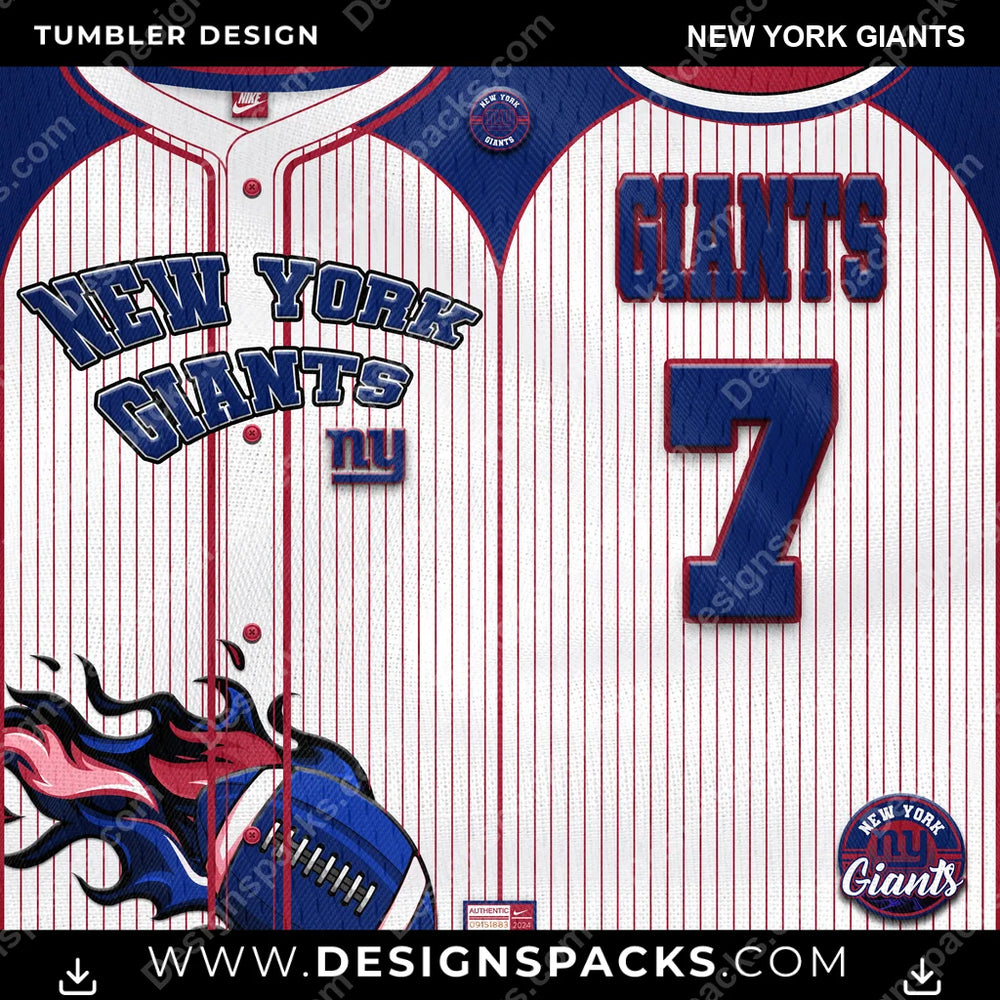 Football Team Button-Up Jersey New York Giants NFL Football Tumbler Digital Wrap Design Download