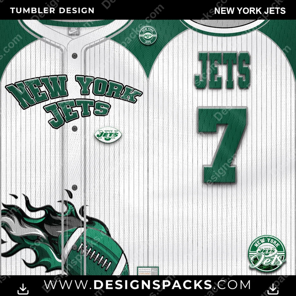 Football Team Button-Up Jersey New York Jets NFL Football Tumbler Digital Wrap Design Download