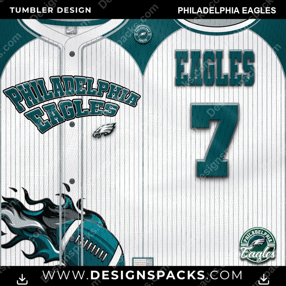 Football Team Button-Up Jersey Philadelphia Eagles NFL Football Tumbler Digital Wrap Design Download