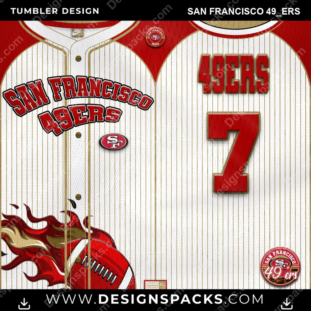 Football Team Button-Up Jersey San Francisco 49ers NFL Football Tumbler Digital Wrap Design Download