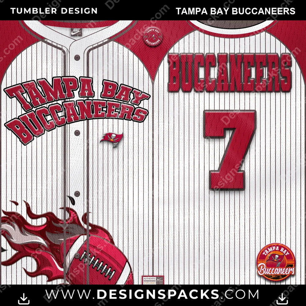 Football Team Button-Up Jersey Tampa Bay Buccaneers NFL Football Tumbler Digital Wrap Design Download