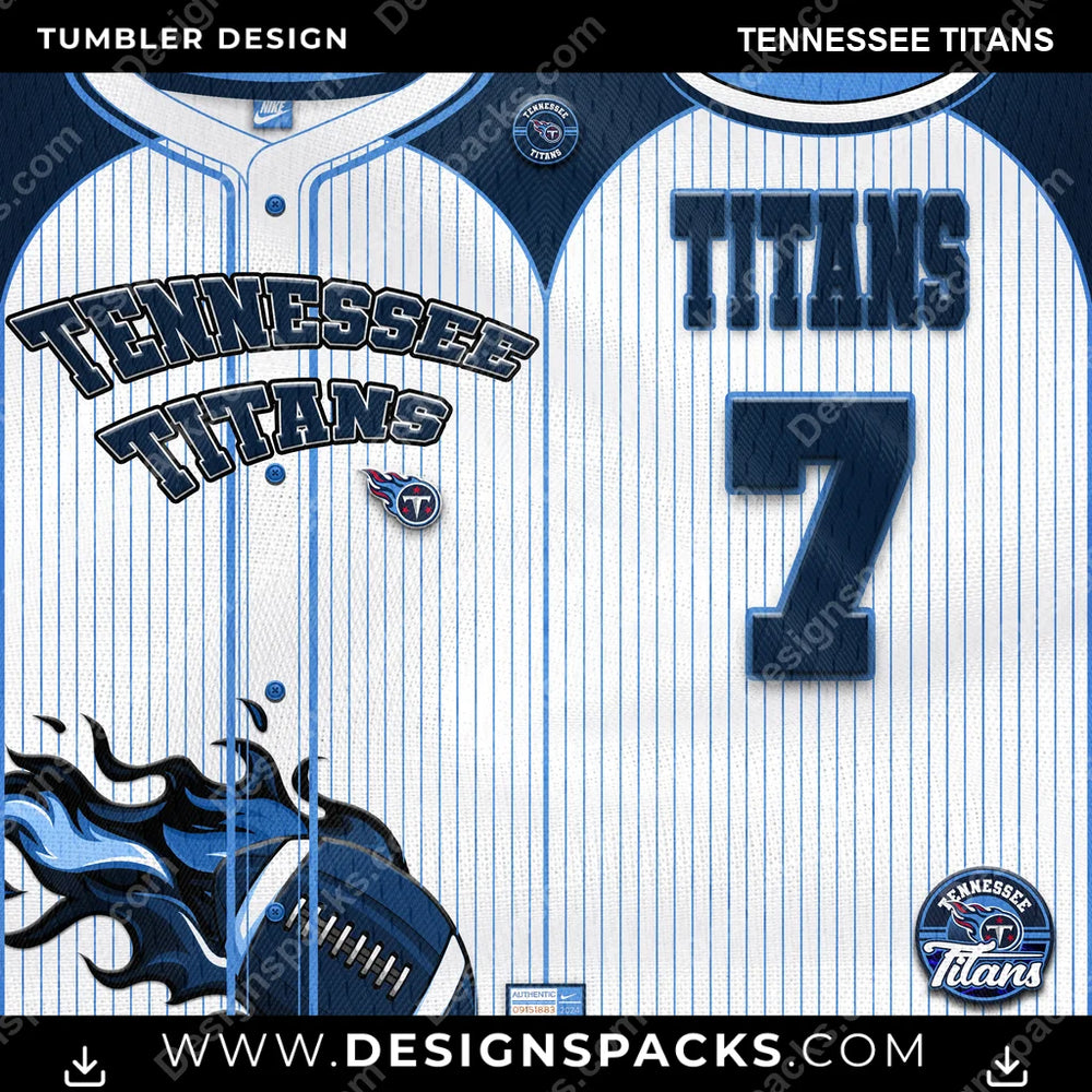 Football Team Button-Up Jersey Tennessee Titans NFL Football Tumbler Digital Wrap Design Download