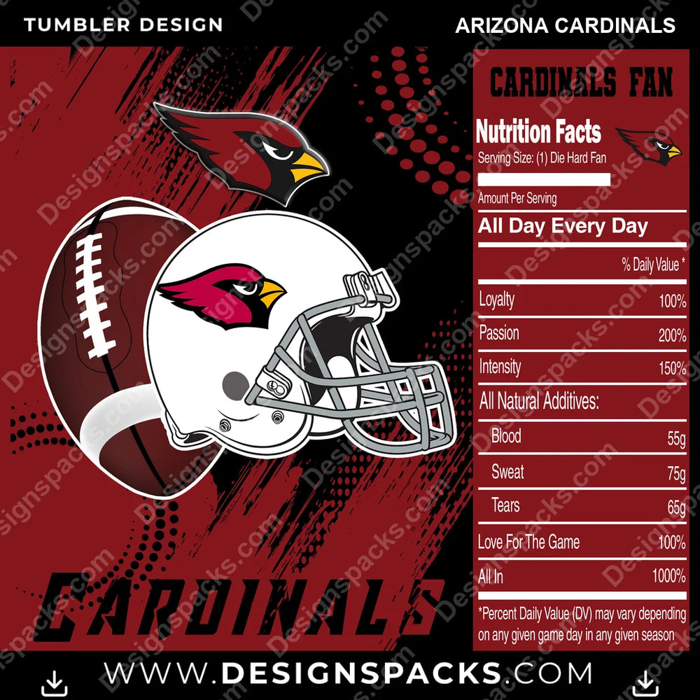 Football Team Fan Arizona Cardinals NFL Football Tumbler Digital Wrap Design Download