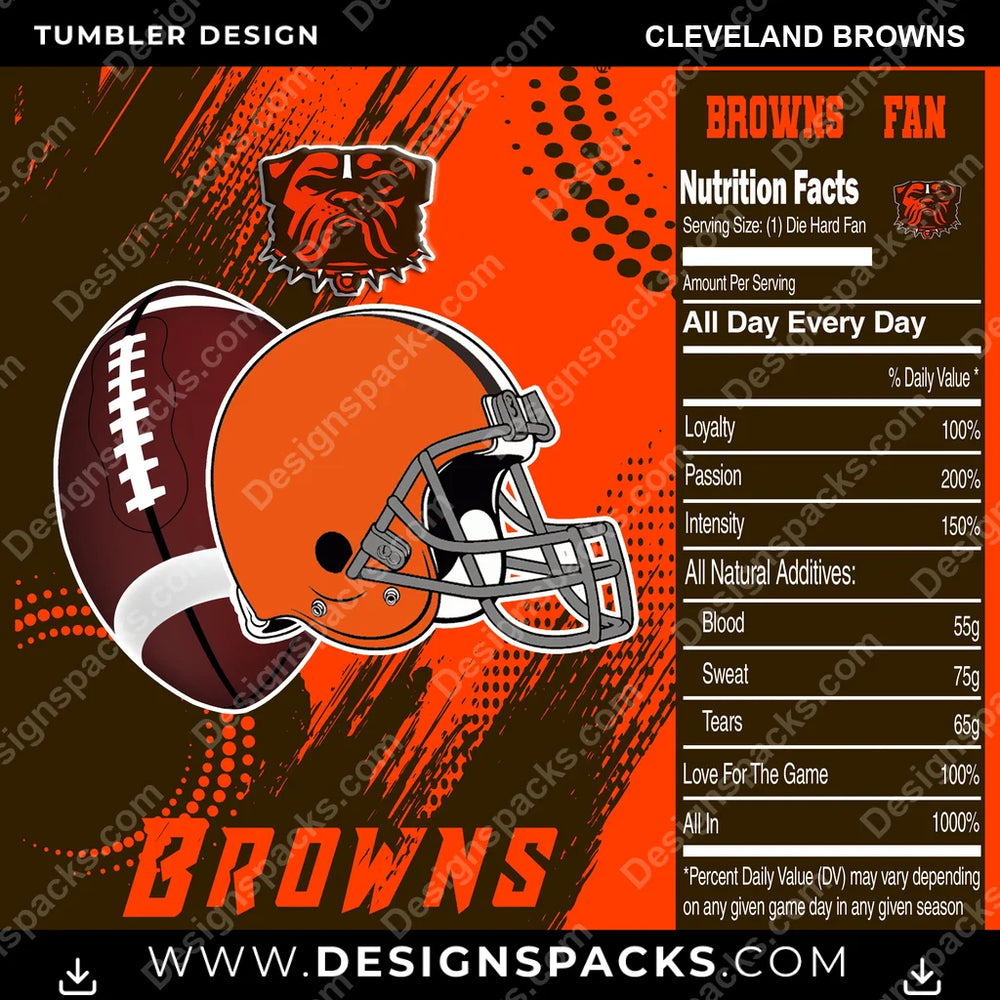 Football Team Fan Cleveland Browns NFL Football Tumbler Digital Wrap Design Download