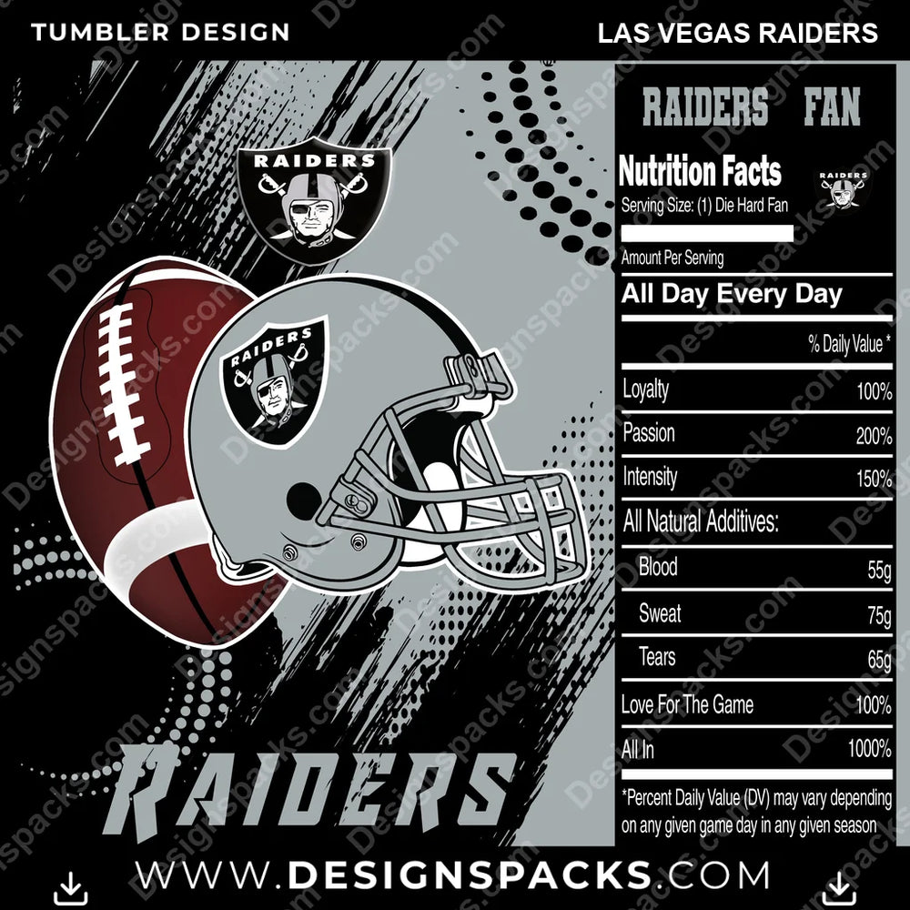 Football Team Fan Las Vegas Raiders NFL Football Tumbler Digital Wrap Design Download