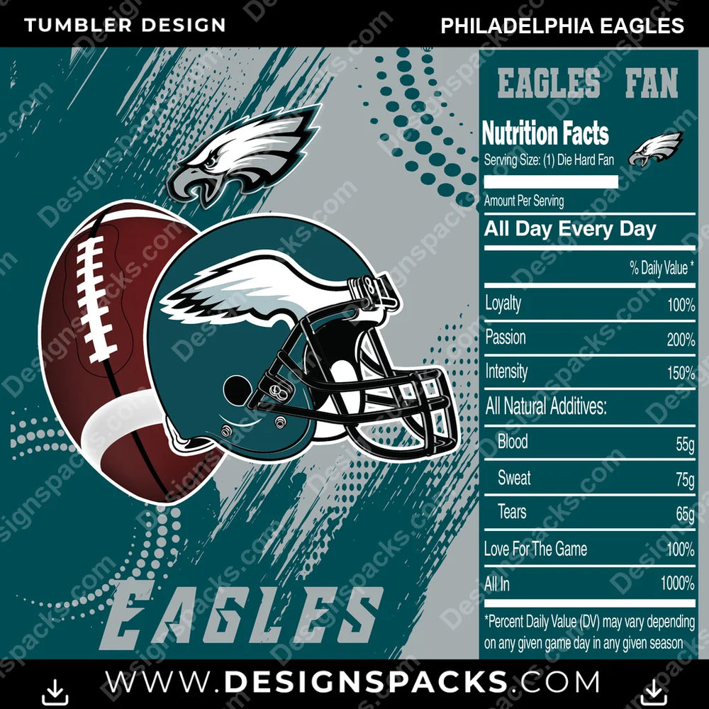 Football Team Fan Philadelphia Eagles NFL Football Tumbler Digital Wrap Design Download