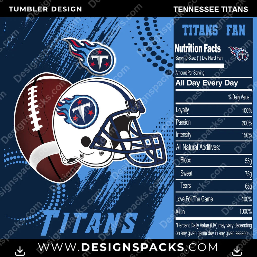 Football Team Fan Tennessee Titans NFL Football Tumbler Digital Wrap Design Download