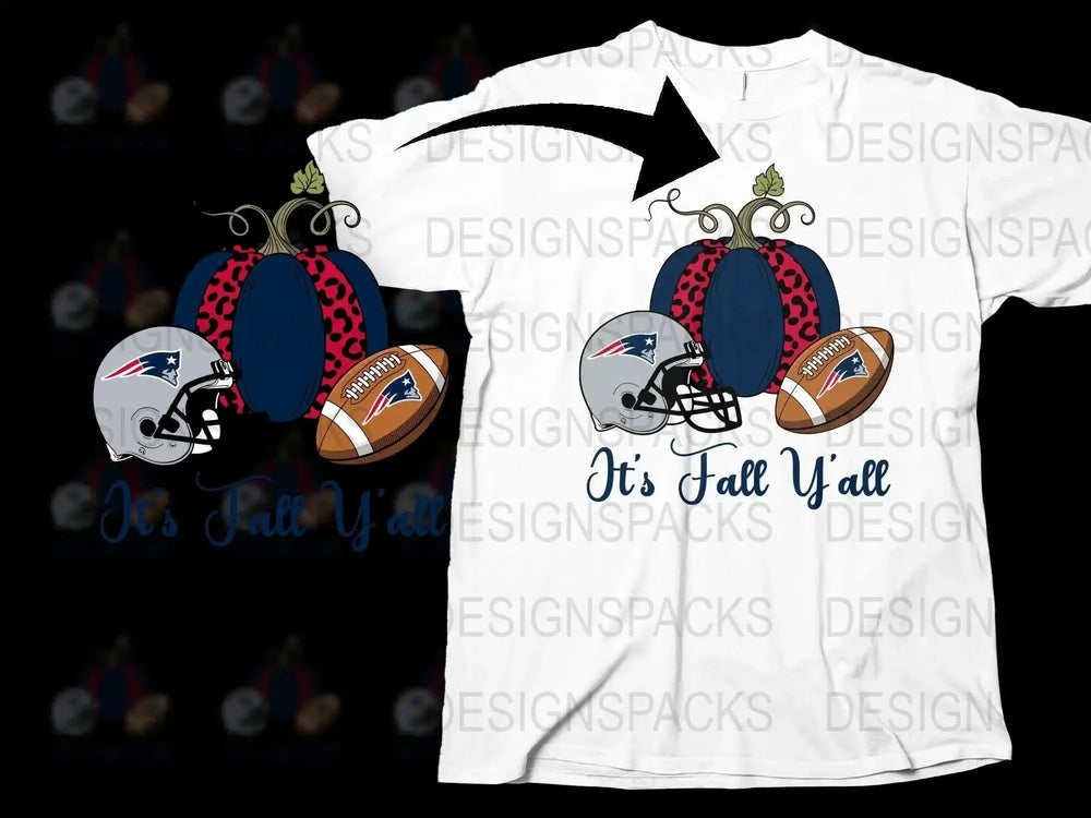 Fall Themed Football T-Shirt, New England Patriots Inspired Design, Casual Sports Apparel