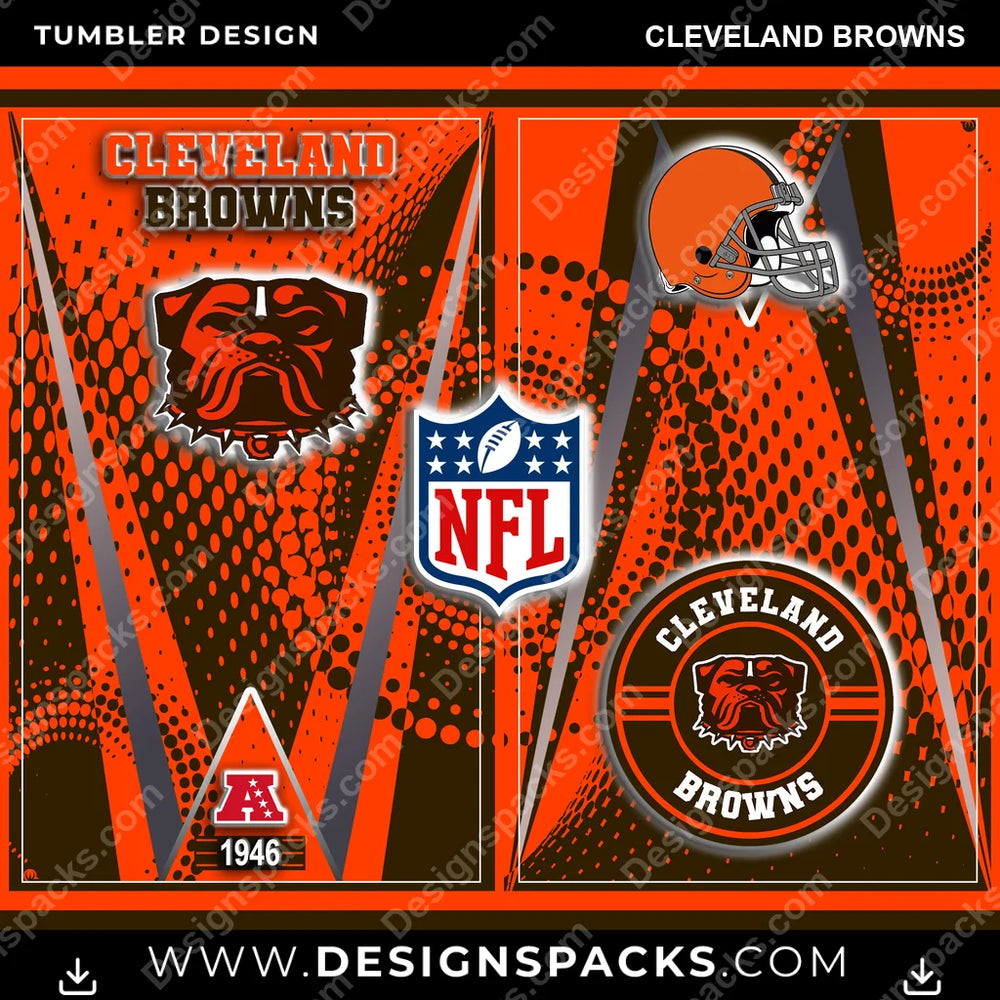 Football Team Logo Cleveland Browns NFL Football Tumbler Digital Wrap Design Download