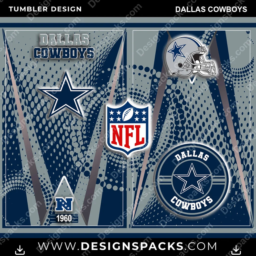 Football Team Logo Dallas Cowboys NFL Football Tumbler Digital Wrap Design Download