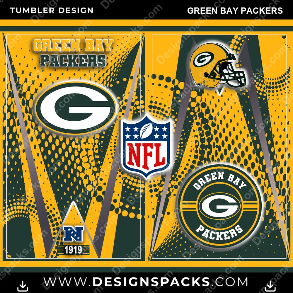 Football Team Logo Green Bay Packers NFL Football Tumbler Digital Wrap Design Download