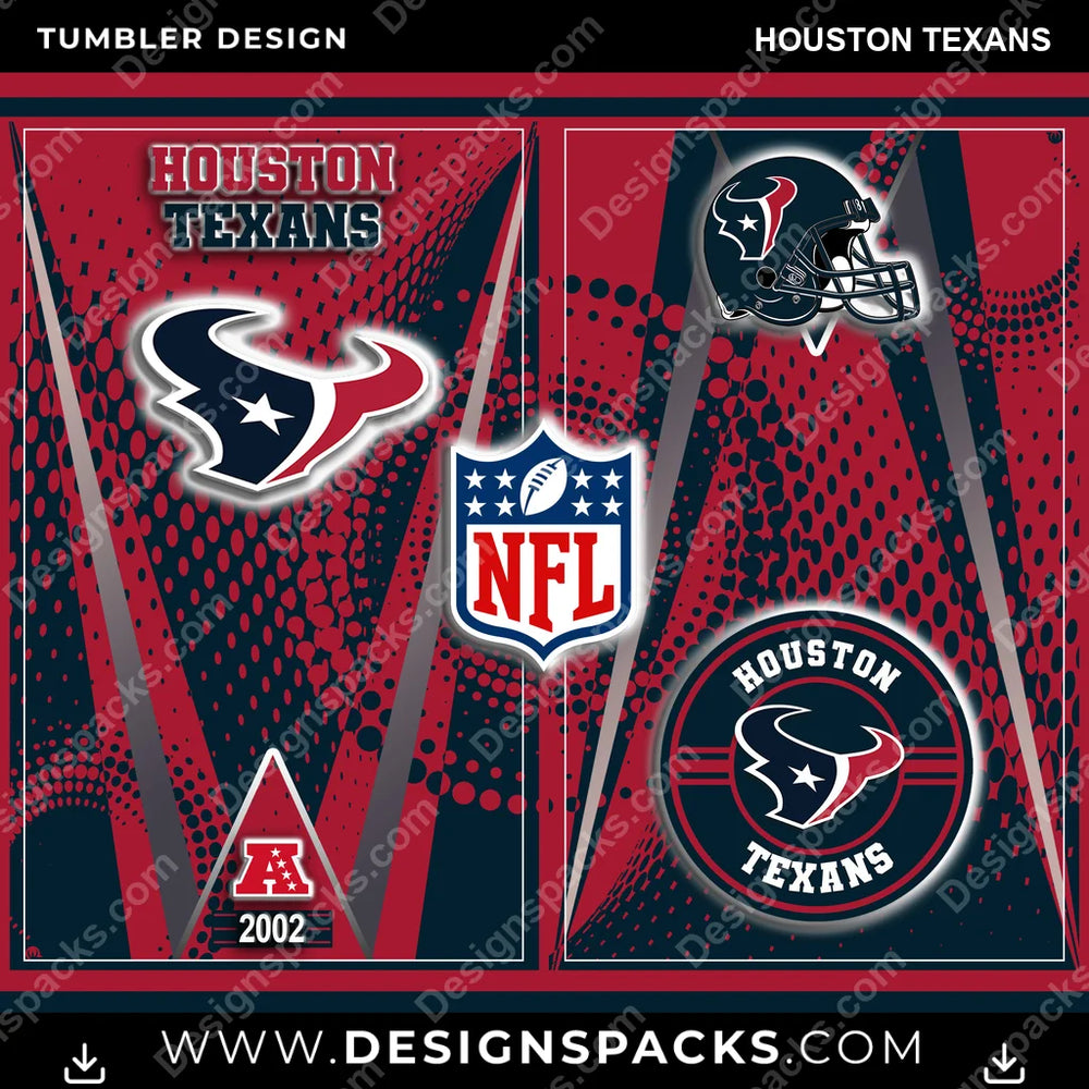 Football Team Logo Houston Texans NFL Football Tumbler Digital Wrap Design Download