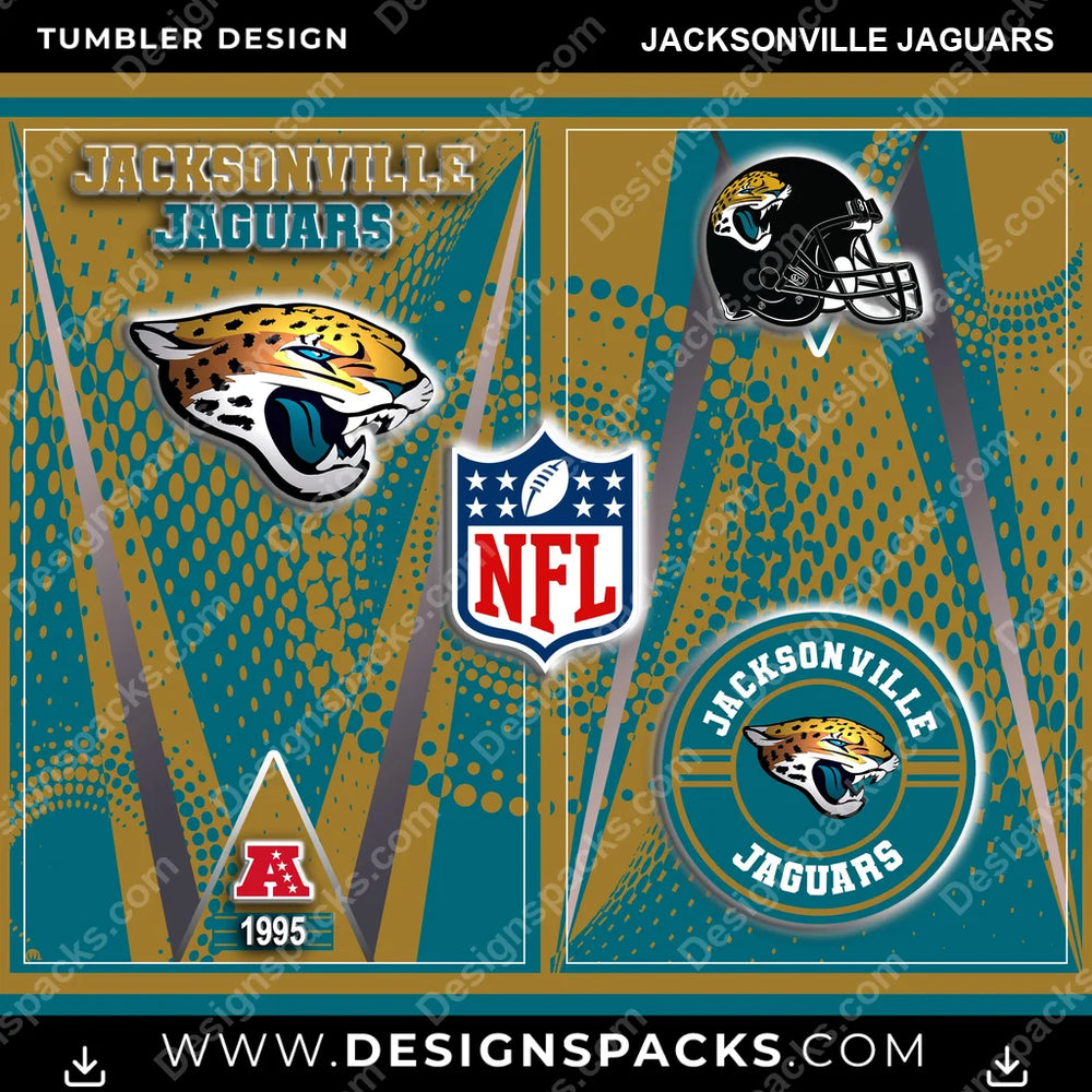 Football Team Logo Jacksonville Jaguars NFL Football Tumbler Digital Wrap Design Download