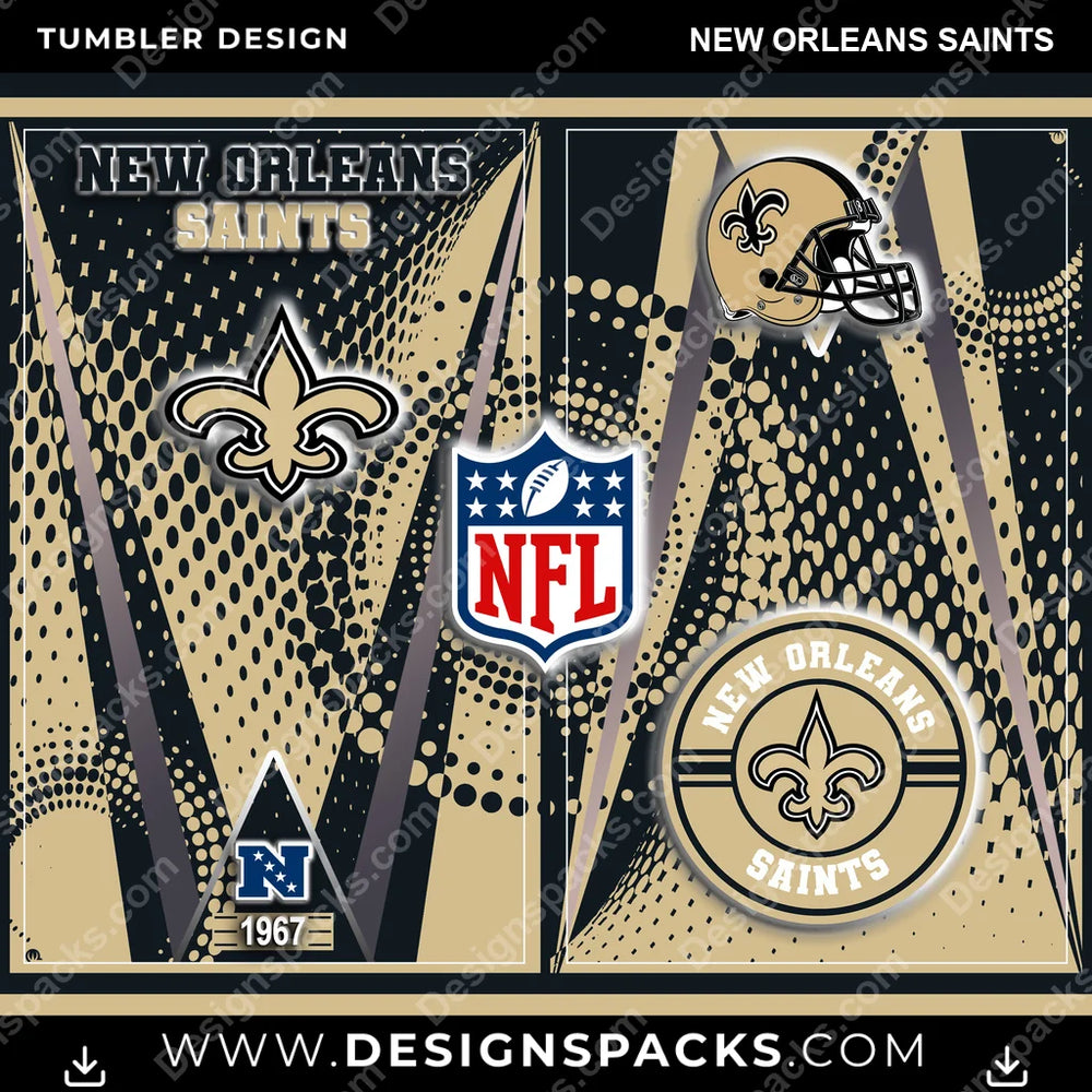 Football Team Logo New Orleans Saints NFL Football Tumbler Digital Wrap Design Download
