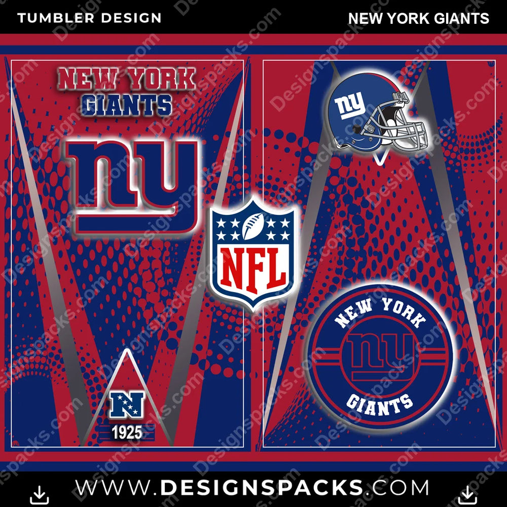 Football Team Logo New York Giants NFL Football Tumbler Digital Wrap Design Download