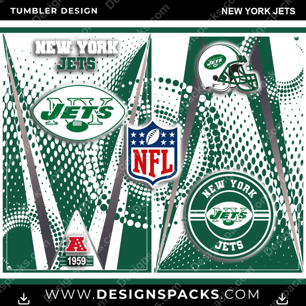 Football Team Logo New York Jets NFL Football Tumbler Digital Wrap Design Download