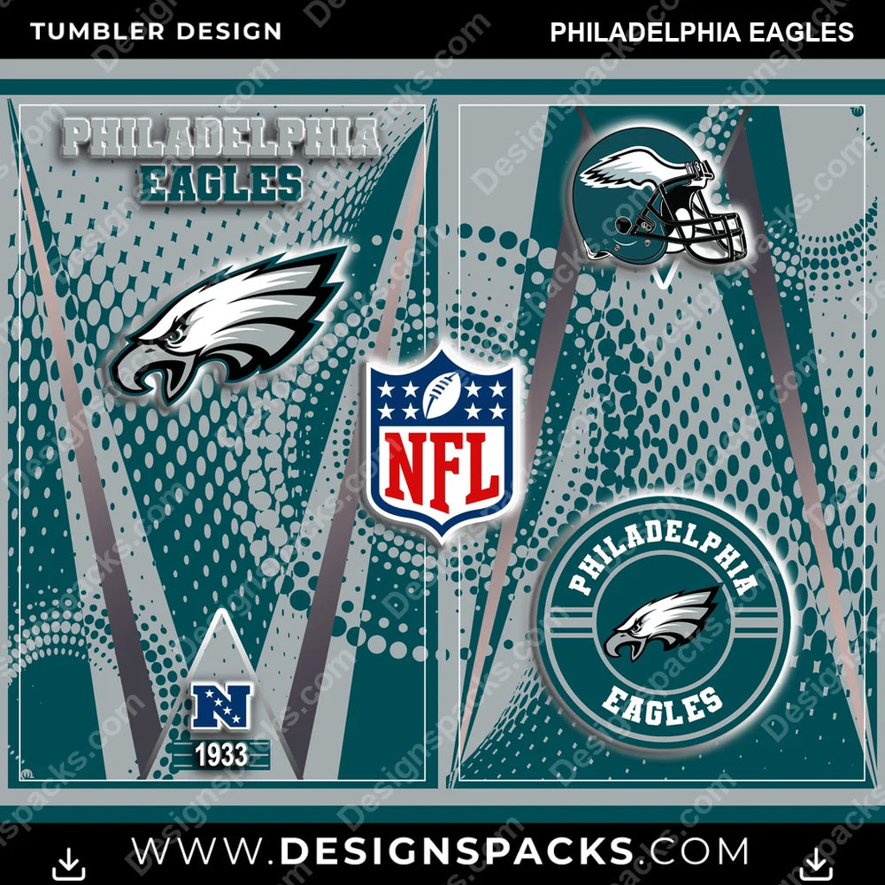 Football Team Logo Philadelphia Eagles NFL Football Tumbler Digital Wrap Design Download