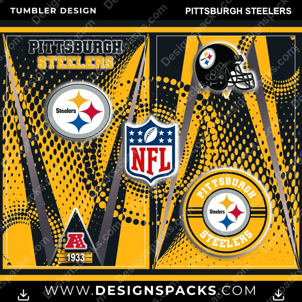 Football Team Logo Pittsburgh Steelers NFL Football Tumbler Digital Wrap Design Download