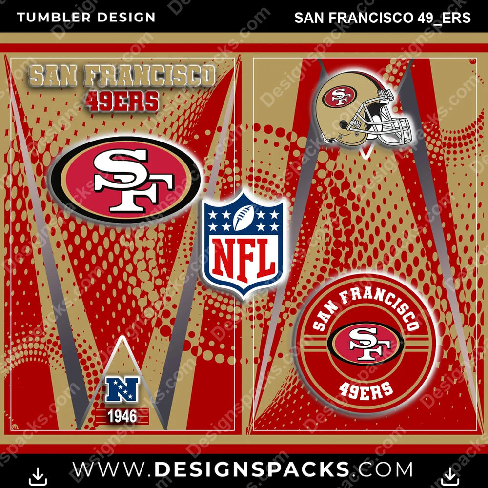 Football Team Logo San Francisco 49ers NFL Football Tumbler Digital Wrap Design Download