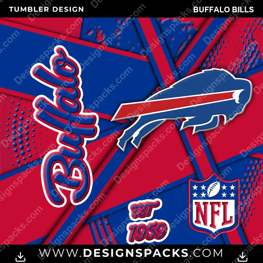 Football Team Sport Buffalo Bills NFL Football Tumbler Digital Wrap Design Download