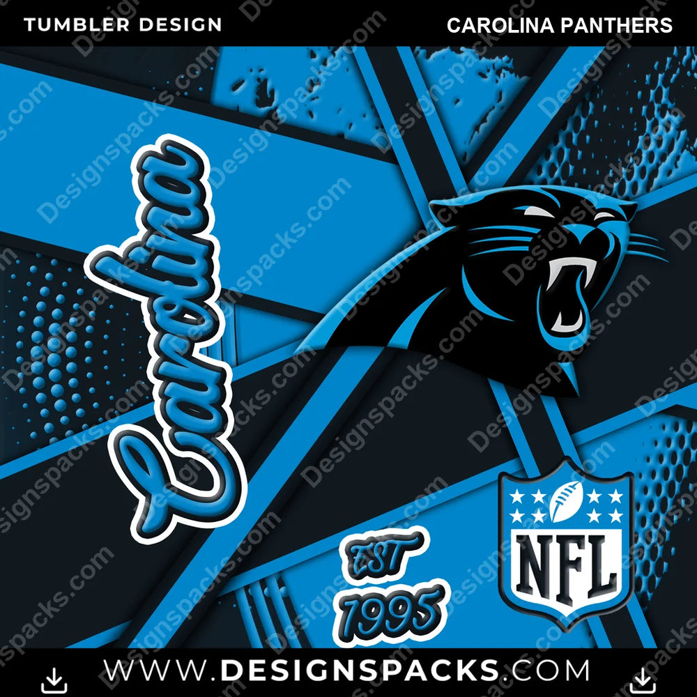 Football Team Sport Carolina Panthers NFL Football Tumbler Digital Wrap Design Download