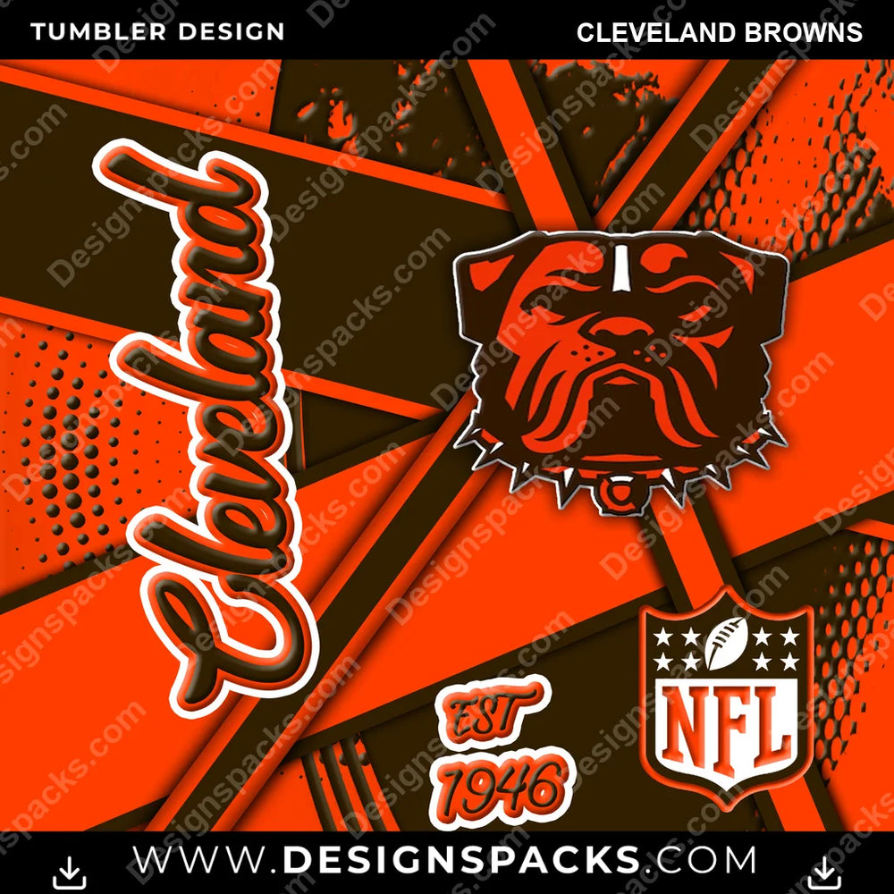 Football Team Sport Cleveland Browns NFL Football Tumbler Digital Wrap Design Download