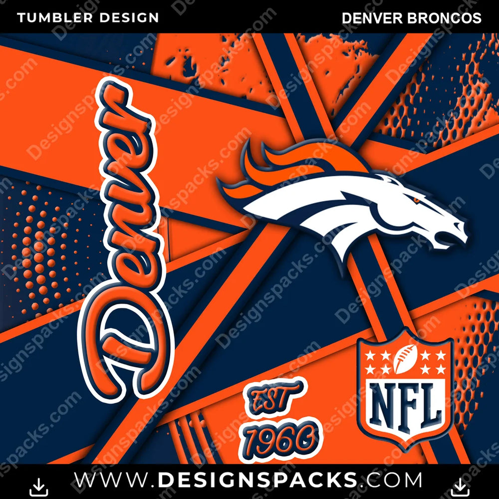 Football Team Sport Denver Broncos NFL Football Tumbler Digital Wrap Design Download