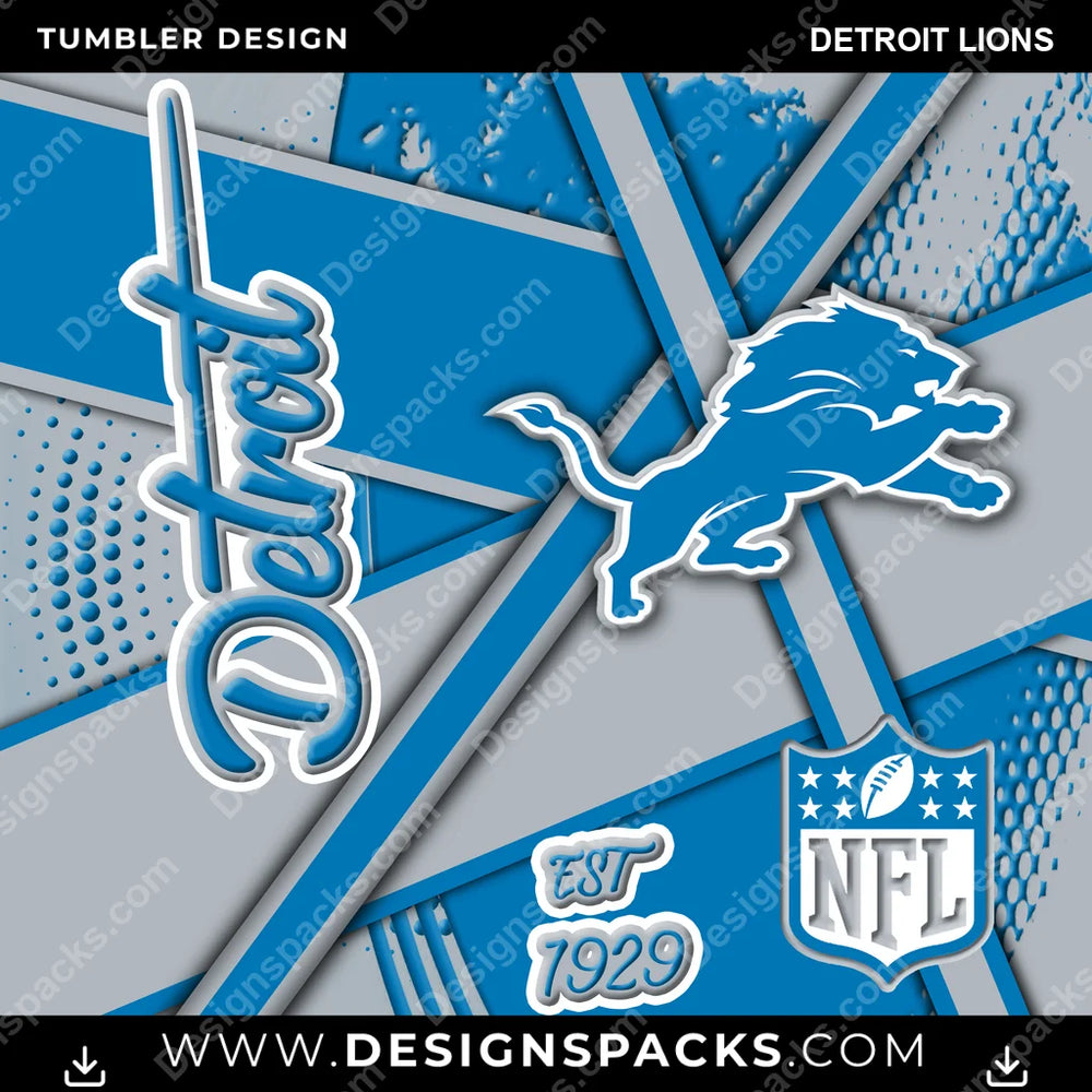 Football Team Sport Detroit Lions NFL Football Tumbler Digital Wrap Design Download
