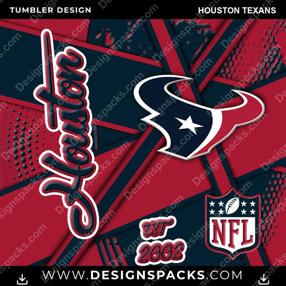 Football Team Sport Houston Texans NFL Football Tumbler Digital Wrap Design Download