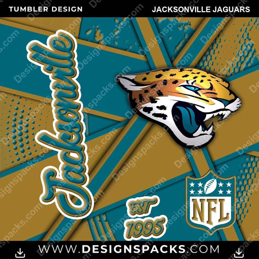Football Team Sport Jacksonville Jaguars NFL Football Tumbler Digital Wrap Design Download