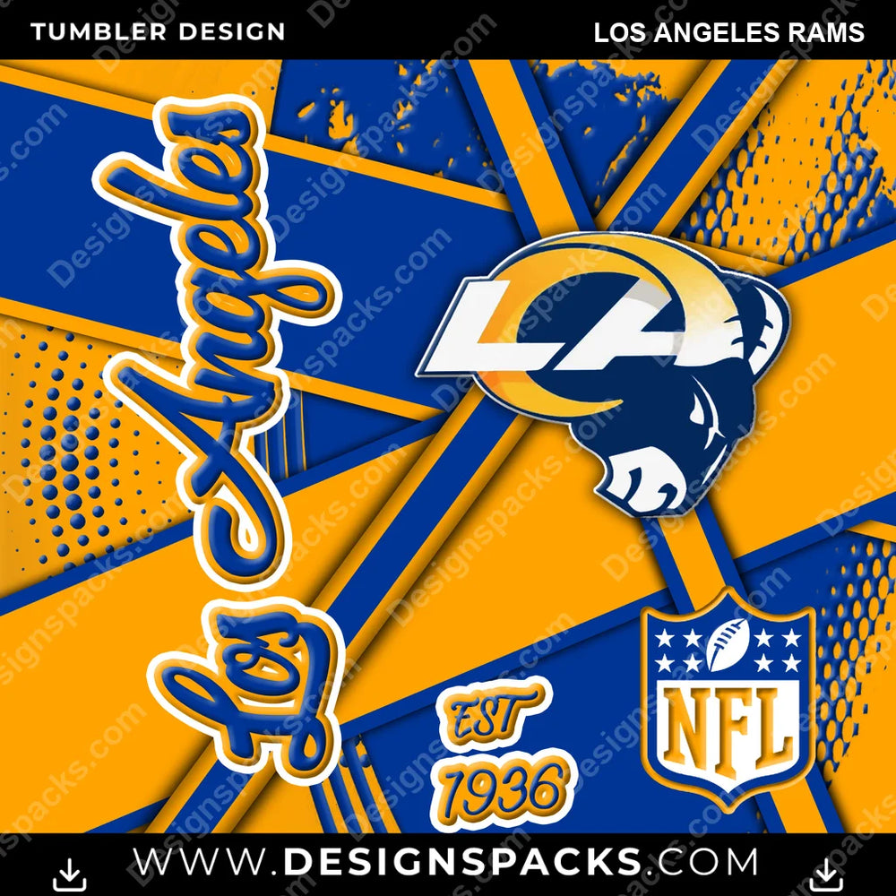 Football Team Sport Los Angeles Rams NFL Football Tumbler Digital Wrap Design Download