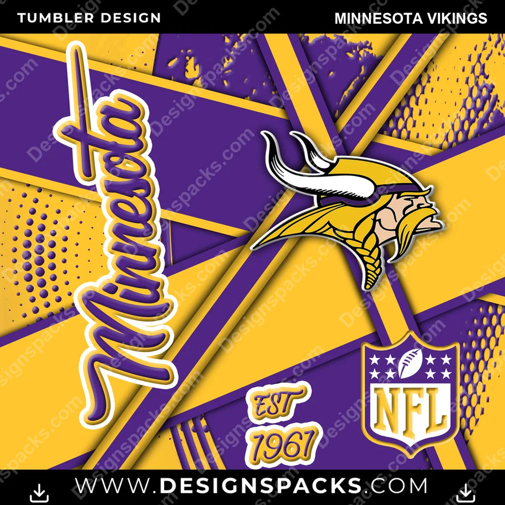 Football Team Sport Minnesota Vikings NFL Football Tumbler Digital Wrap Design Download