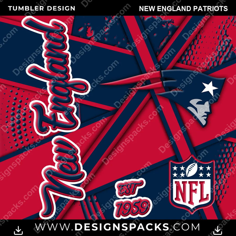 Football Team Sport New England Patriots NFL Football Tumbler Digital Wrap Design Download