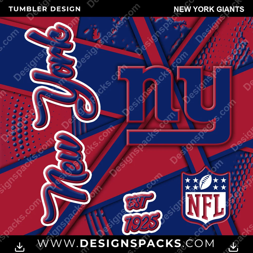 Football Team Sport New York Giants NFL Football Tumbler Digital Wrap Design Download