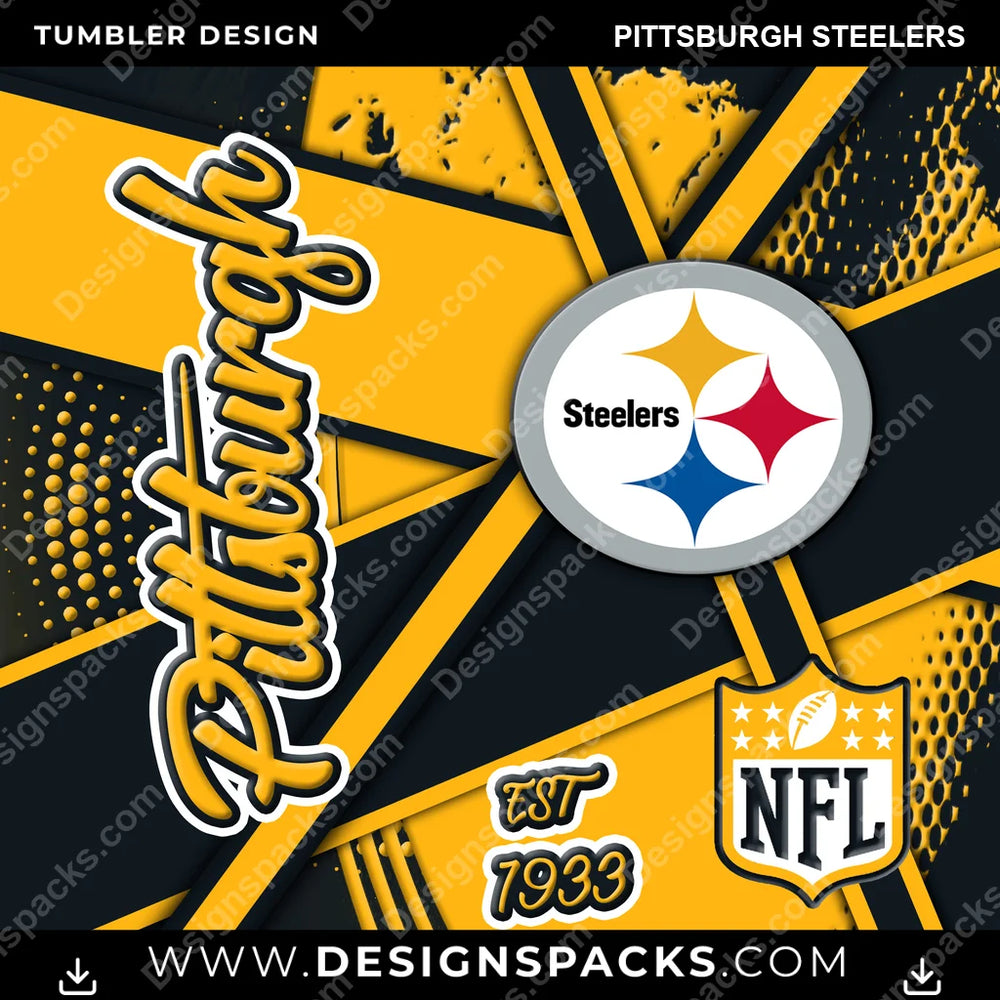 Football Team Sport Pittsburgh Steelers NFL Football Tumbler Digital Wrap Design Download