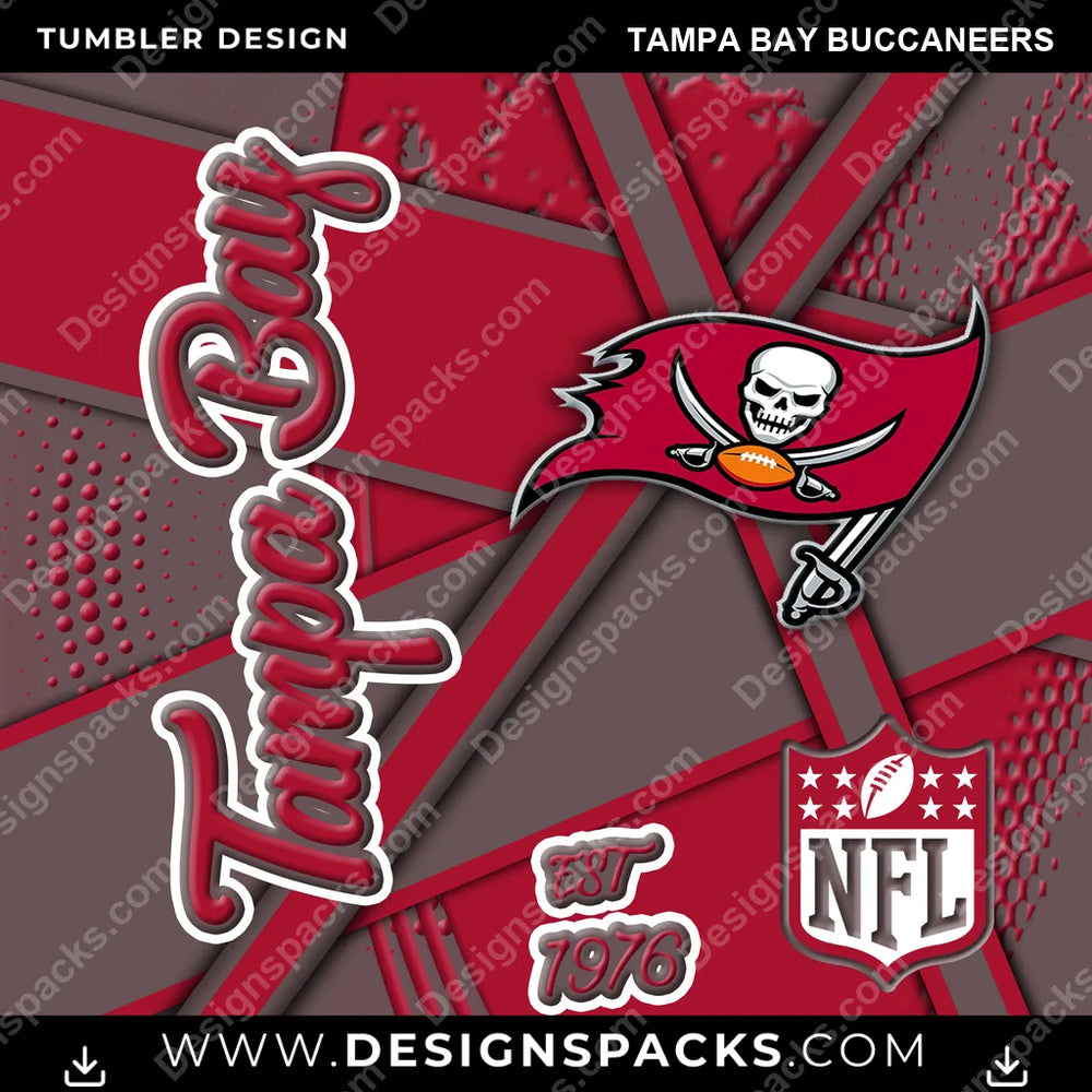 Football Team Sport Tampa Bay Buccaneers NFL Football Tumbler Digital Wrap Design Download