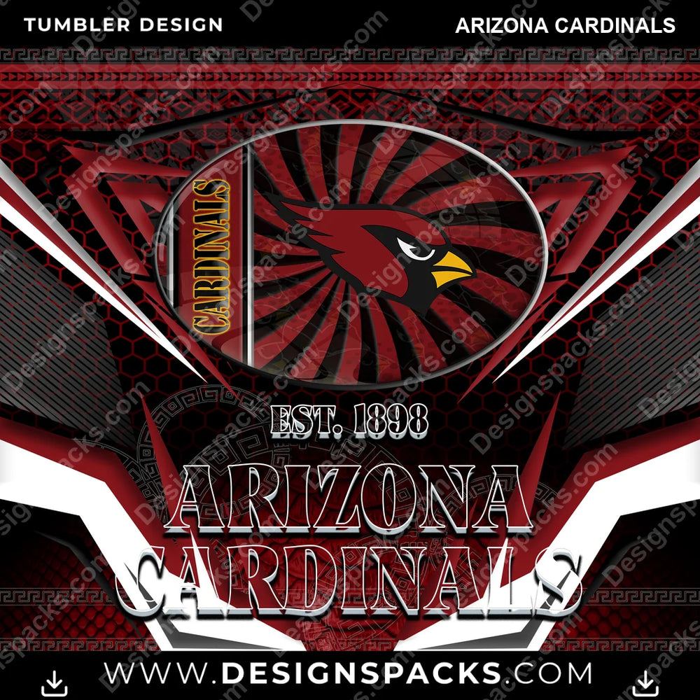 Football Tribal Arizona Cardinals NFL Football Tumbler Digital Wrap Design Download