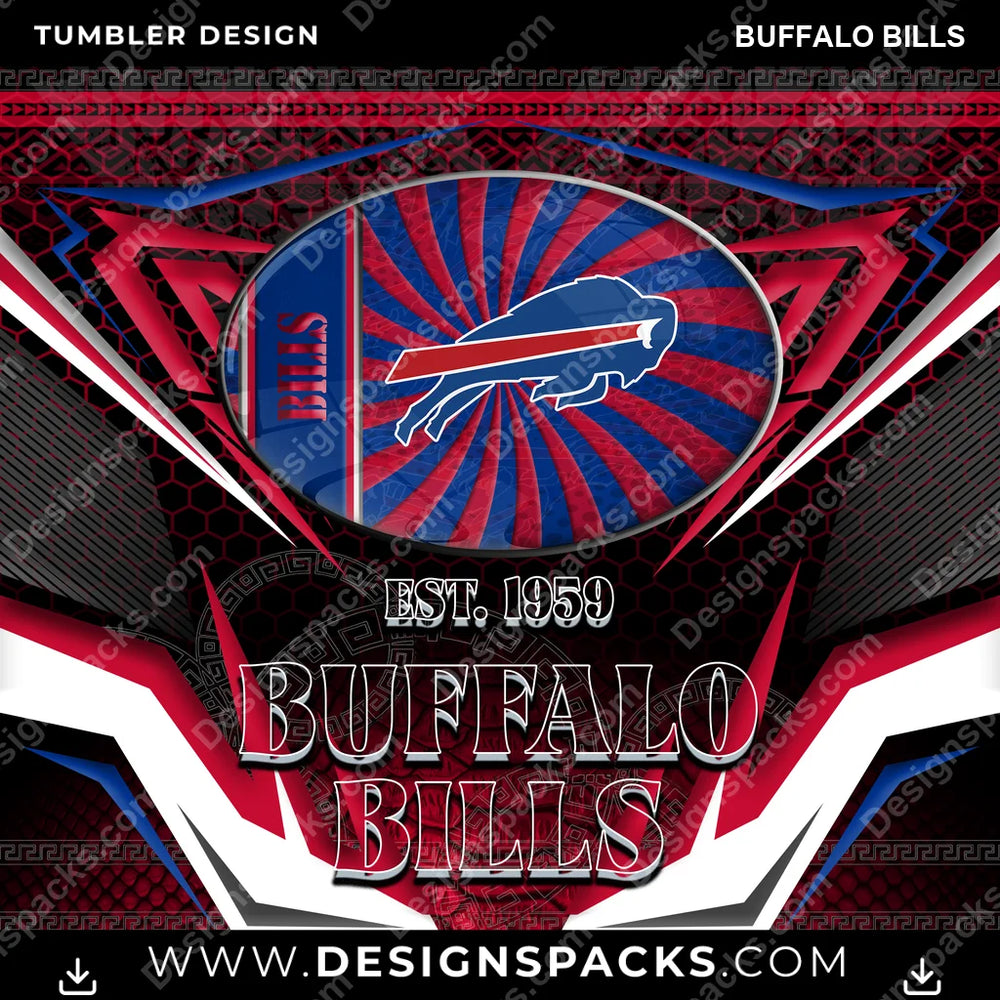 Football Tribal Buffalo Bills NFL Football Tumbler Digital Wrap Design Download