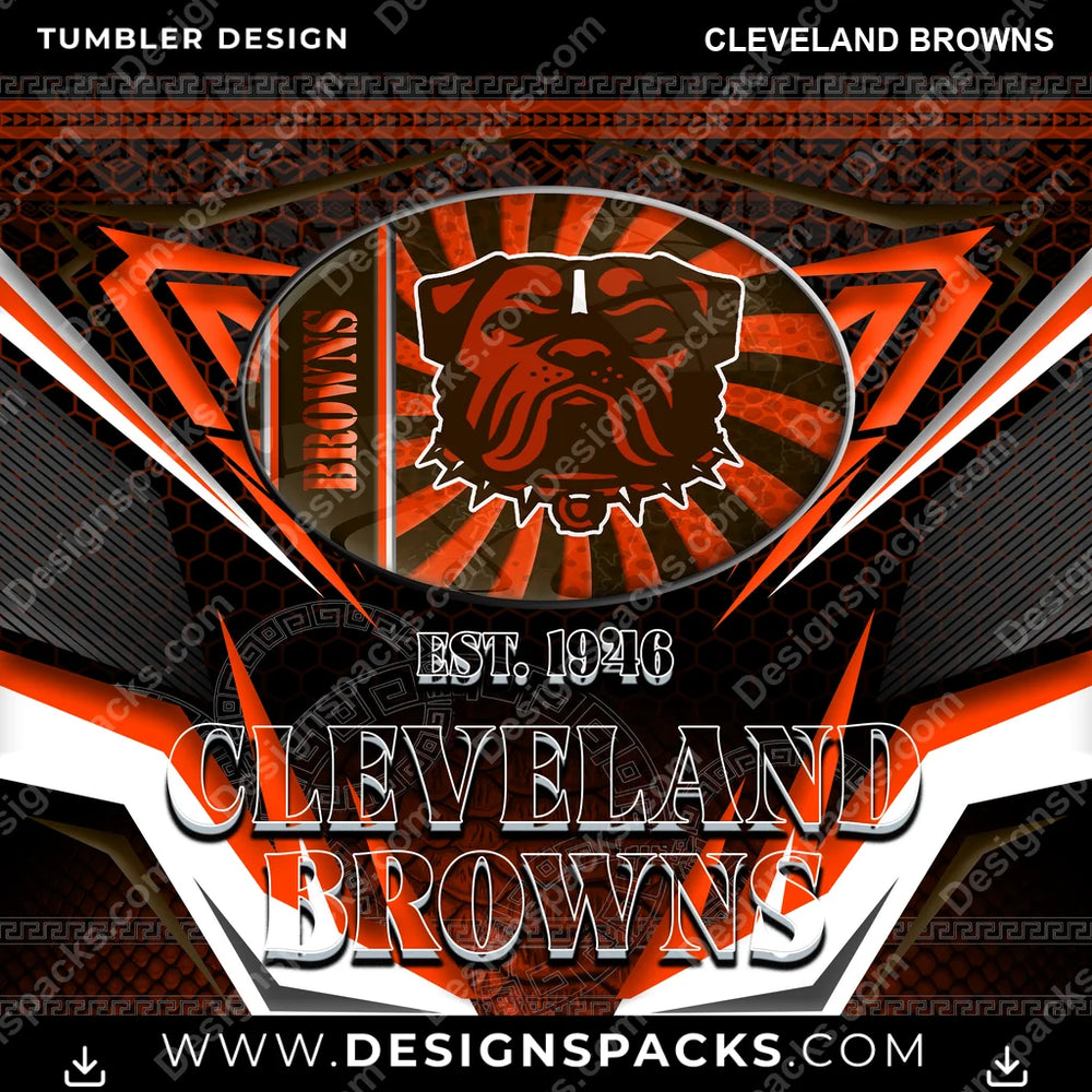 Football Tribal Cleveland Browns NFL Football Tumbler Digital Wrap Design Download