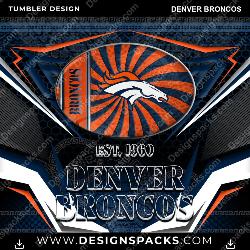 Football Tribal Denver Broncos NFL Football Tumbler Digital Wrap Design Download