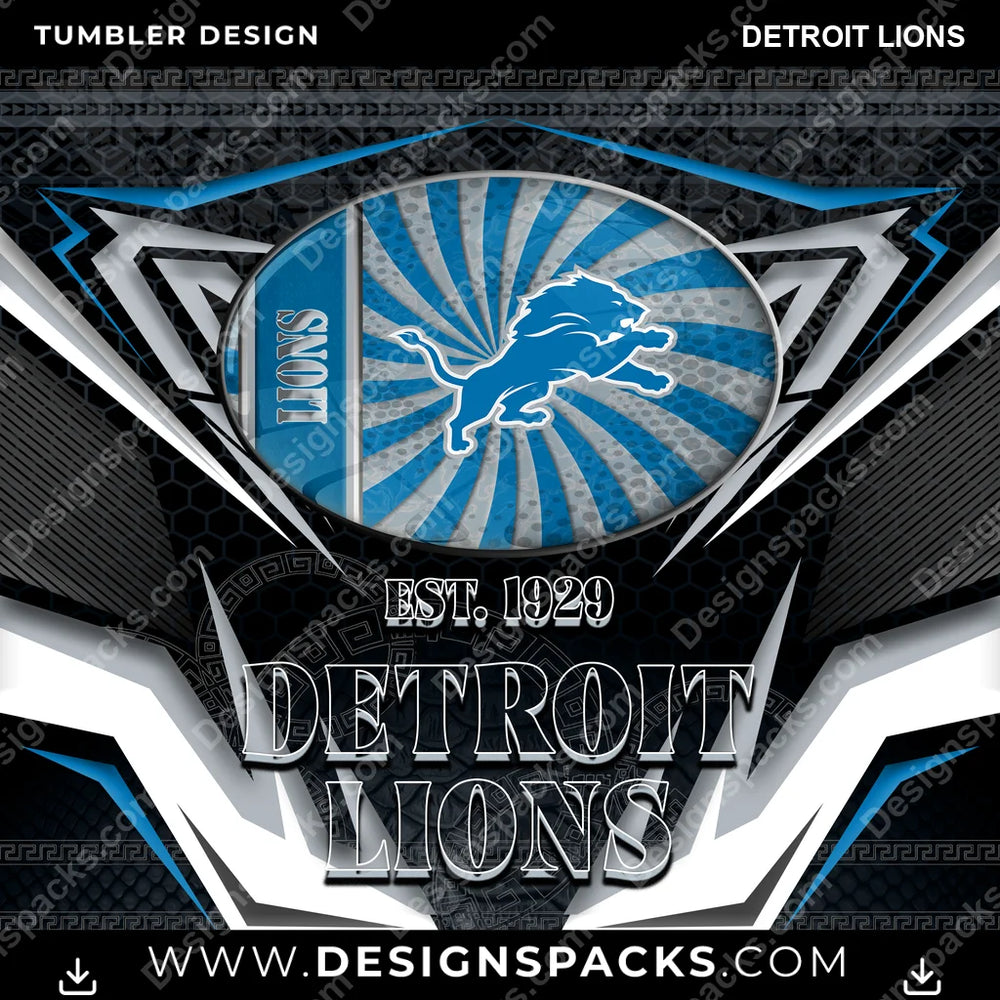 Football Tribal Detroit Lions NFL Football Tumbler Digital Wrap Design Download